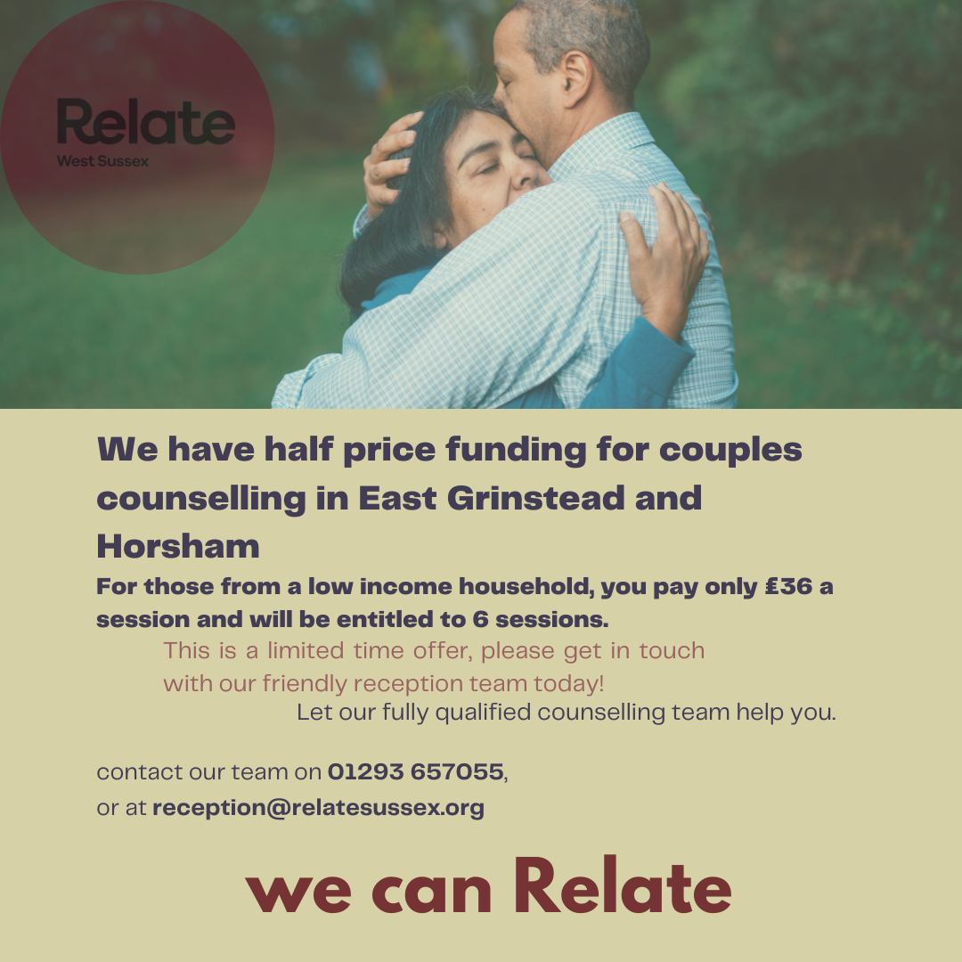 advert for half priced couples counselling in horsham & west sussex