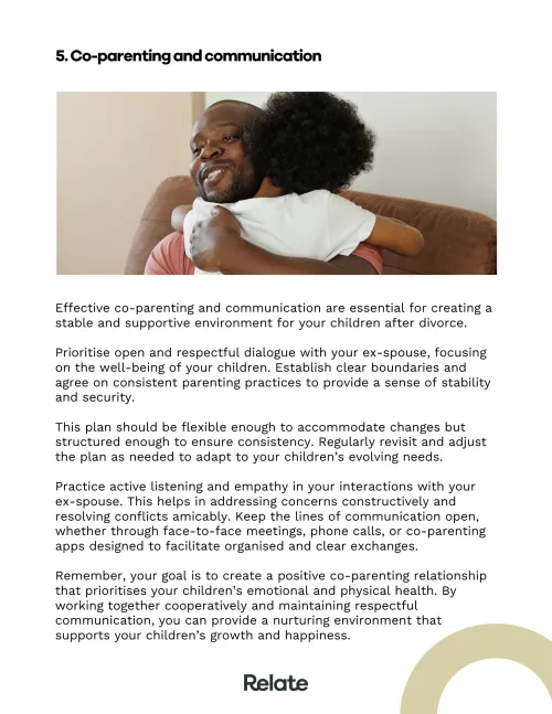 An image of a page in the toolkit which contains information about coparenting after divorce.