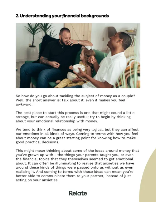 An image of a page in the toolkit which contains information about topics like understanding your financial backgrounds.